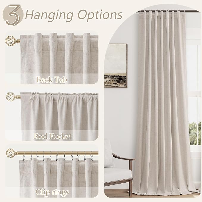 Guken 100% Blackout Curtains 90 Inch Length 2 Panels Set - Image 6