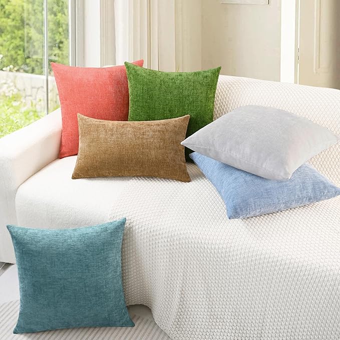 CaliTime Throw Pillow Covers Decorative 18 X 18 Inches Pack of 4 Cozy Chenille - Image 4