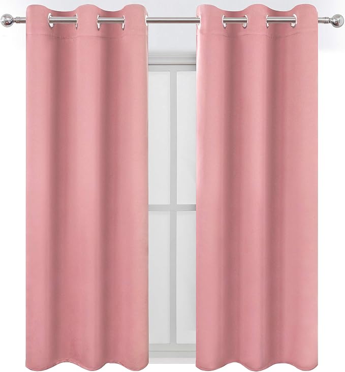 LEMOMO Pink Thermal Blackout Curtains/38 x 54 Inch/Set of 2 Panels Room - Image 2