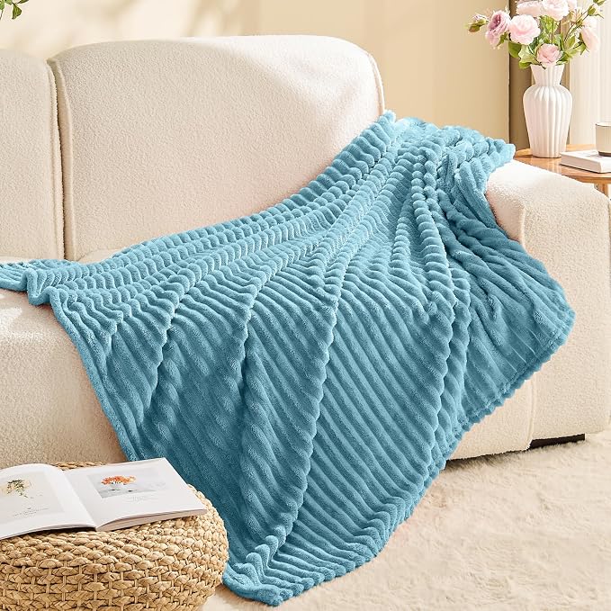 BEDELITE Fleece Throw Blanket for Couch – 3D Ribbed Jacquard Soft and Warm - Image 8
