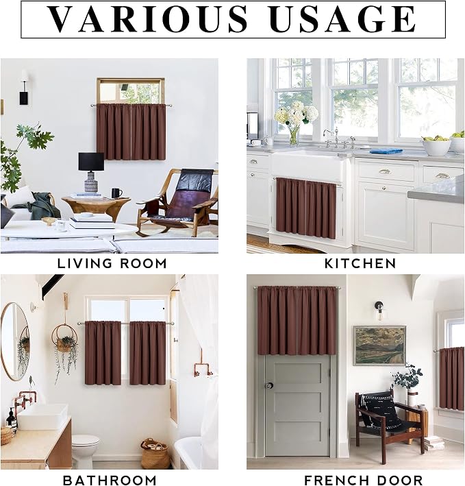 RYB HOME Cafe Blackout Curtains 24 inch Length, RV Curtains - Image 7