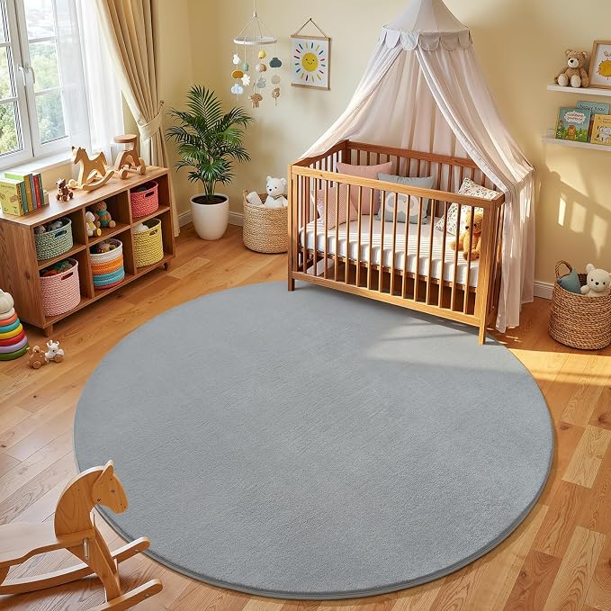 Amearea Grey Round Area Rugs 6ft Washable Circle Rugs - Image 2