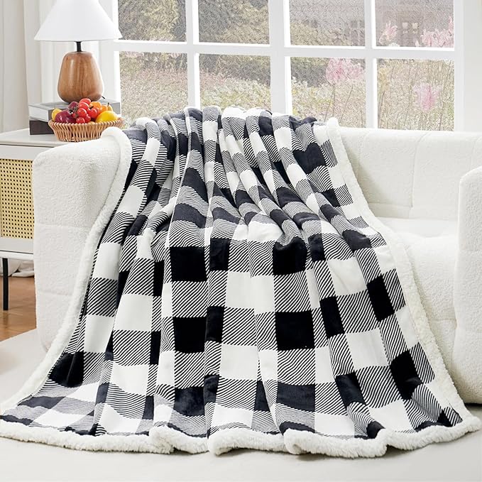 PU MEI Sherpa Fleece Throw Blanket 80" x 90" Reversible Plush Fluffy Large Big by HOME
