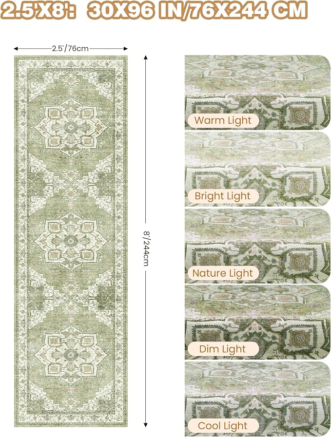 Kitchen Runner Rug Non Slip Washable 2.5x8, Soft Low Pile Entryway Rug Runners - Image 2