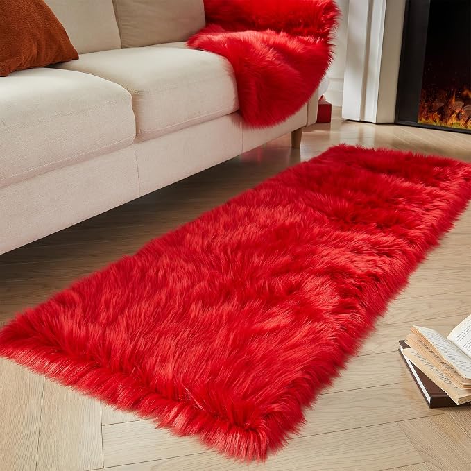 AMTOVO Faux Fur Rug, 2 x 6 ft Runner Area Rugs - Image 3