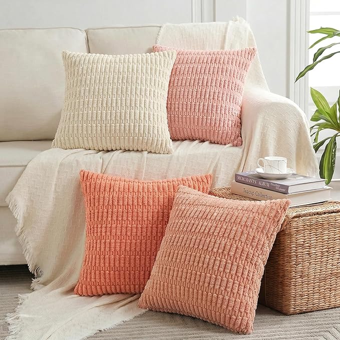 Fancy Homi 4 Packs Blush Pink Decorative Throw Pillow Covers 20x20 Inch by Fancy+Homi