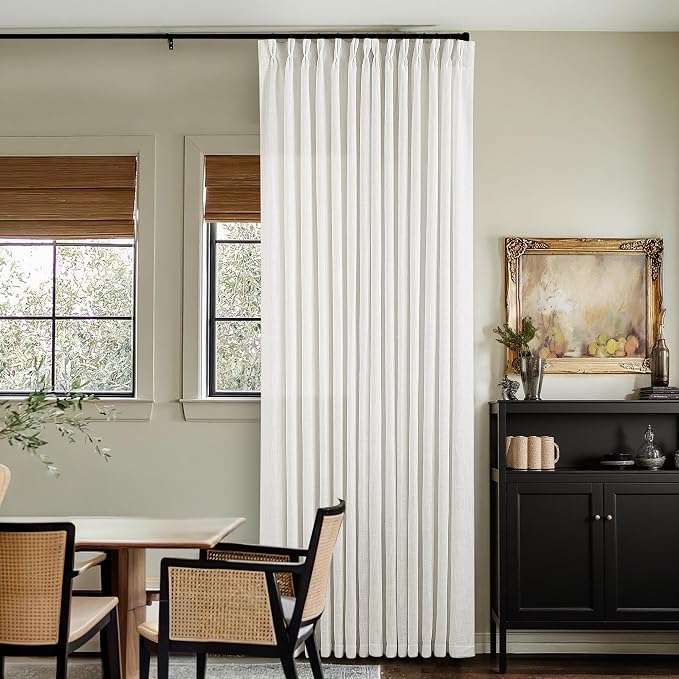 Thick Linen Semi Sheer Curtains 90 Inches Long Beige Off White | 400GSM Linen by Twodrapes