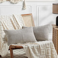 Fancy Homi 2 Packs Neutral Grey Long Lumbar Decorative Throw Pillow Covers by Fancy+Homi