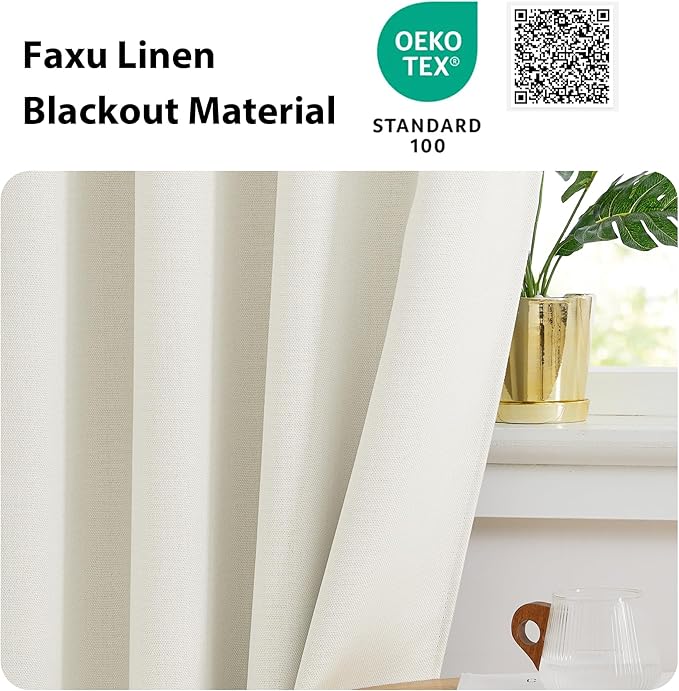 NICETOWN Natural Linen Room Darkening Curtain Valances for, Grommet Faux Linen - Image 4