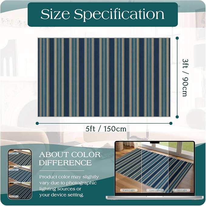 3x5 Striped Entry Rug - Image 7