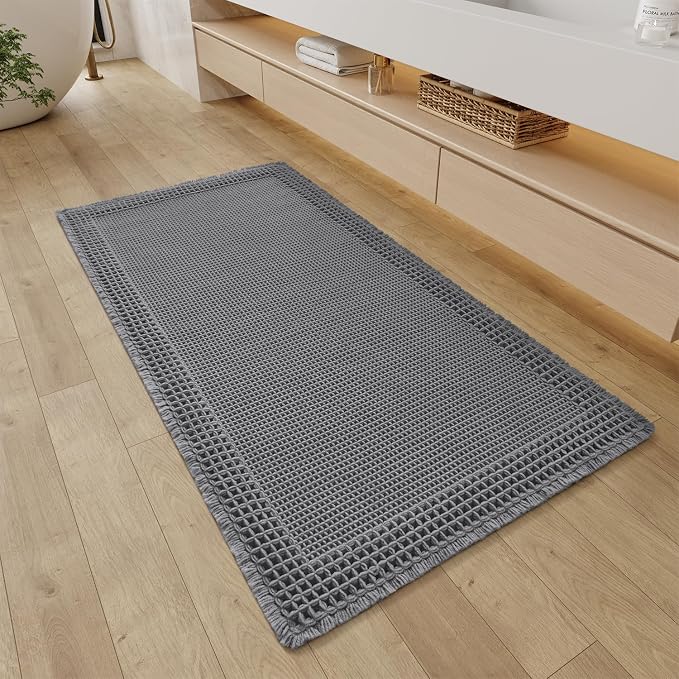RESARE Waffle Bathroom Runner Rugs, Super Absorbent Bath Mat Non Slip Washable by Resare