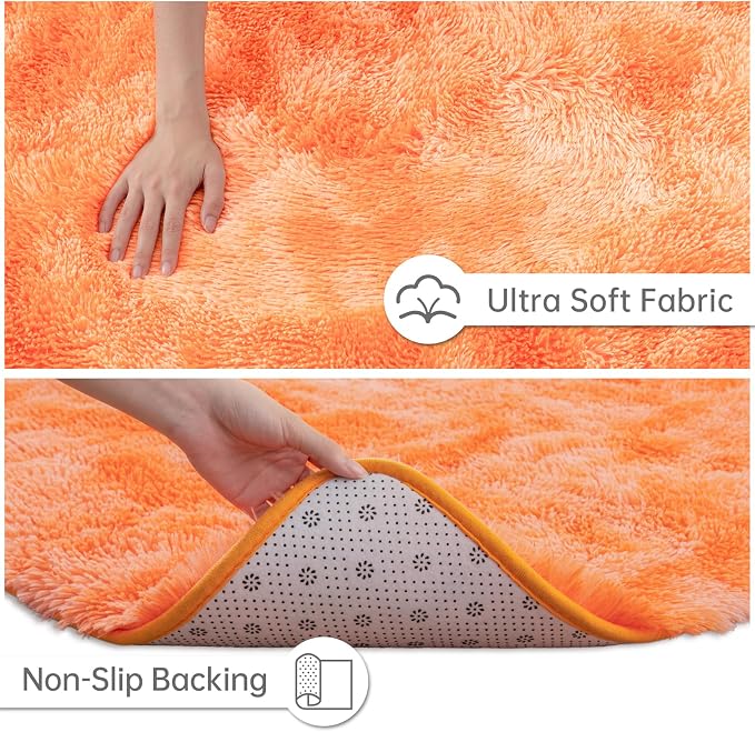Goideal Fluffy Rug for Bedroom Living Room, 4x6 Orange Area Rugs, Faux Fur Shag - Image 6