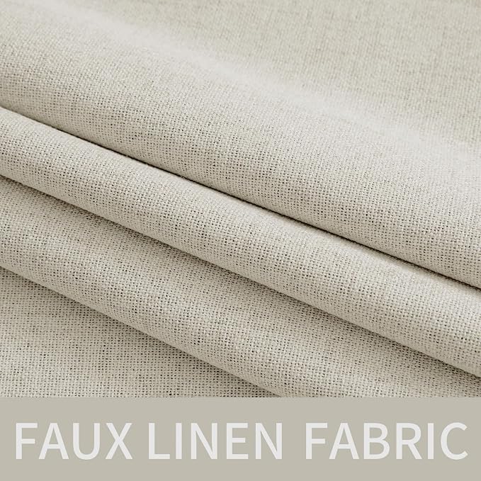 MIULEE Linen Texture Curtains for Bedroom Light Cream 100% Blackout Thermal - Image 5
