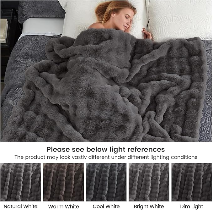 Cozy Bliss Faux Fur Bubble Throw - Image 7