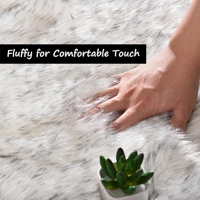 Goolela Faux Sheepskin Fur Rug Fluffy Fuzzy Furry Rug - Image 5