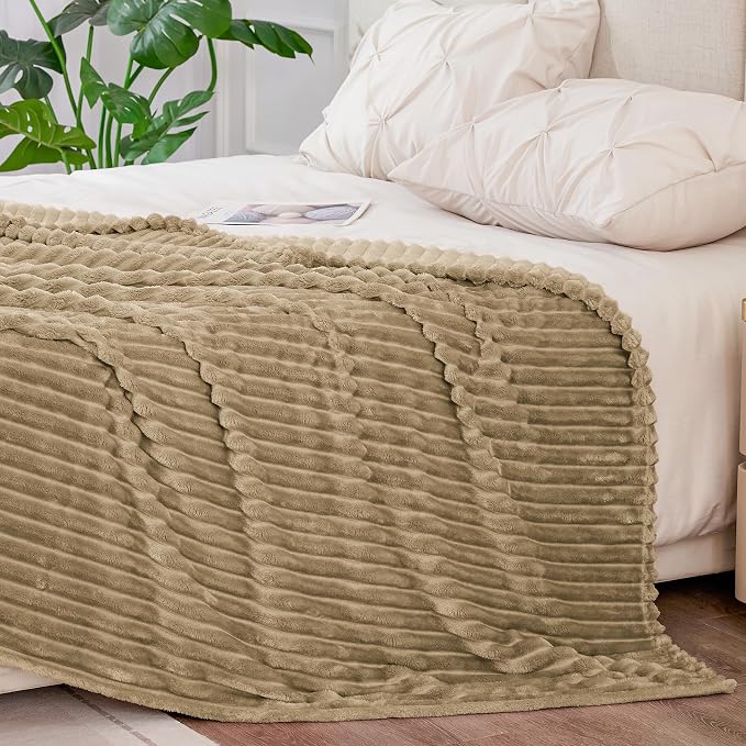 BEDELITE Fleece Blanket King Size – 3D Ribbed Jacquard Soft and Warm Decorative - Image 7