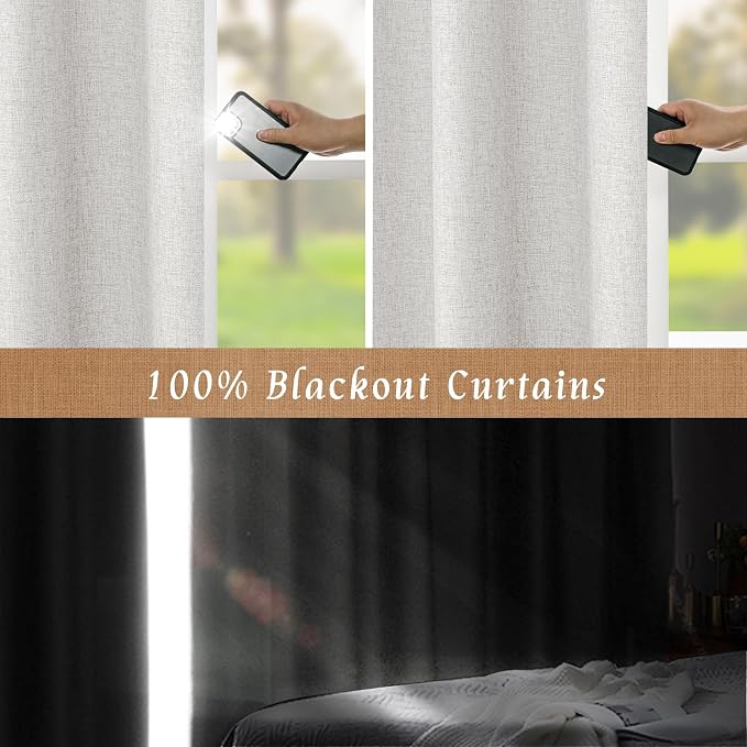 100% Blackout Linen Curtains 63 Inches - Image 3
