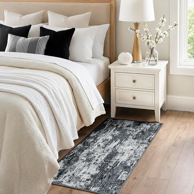Washable Area Rugs 2'x5' Non-Slip Modern Abstract Soft - Image 3