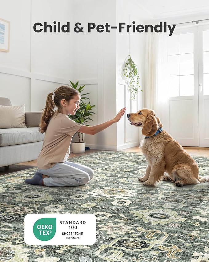 AMADA HOMEFURNISHING 5x7 Area Rugs, Washable Living Room Rug Low-Profile - Image 4