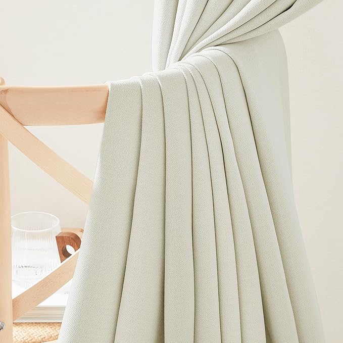 NICETOWN Thick Faux Linen Bedroom Curtains 108 inches Long, Room Darkening Dual - Image 6