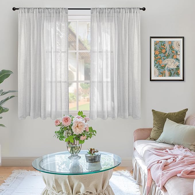 BGment Light Grey Linen Curtains 54 Inch Length - Image 2