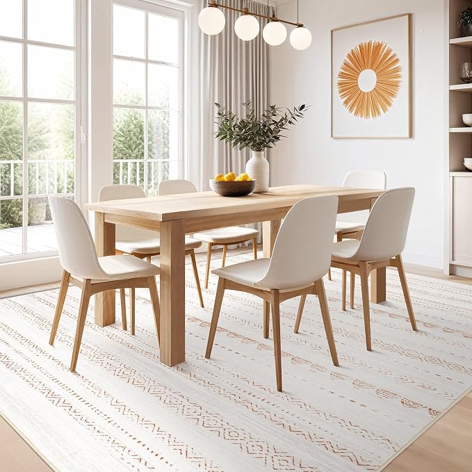 Nakagishi 5x8 Area Rug Living Room: Washable Boho Large Neutral Soft Farmhouse - Image 7