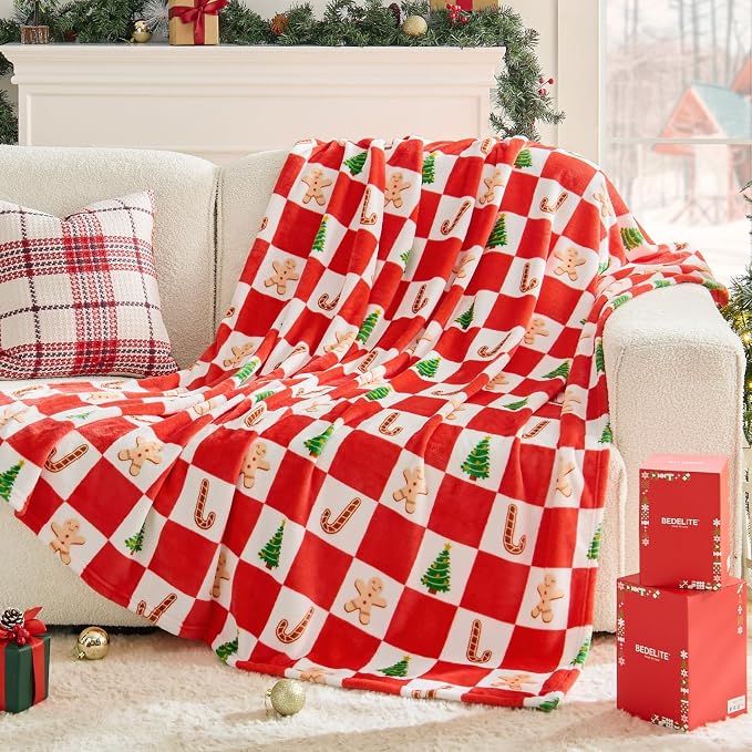 BEDELITE Christmas Throw Blanket – Red and White Checkered Holiday Blanket - Image 5