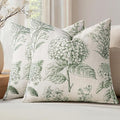 Set of 2 Decorative Floral Pillow Covers 22x22 Inch Dark Green | Neutral by SWANCOCO