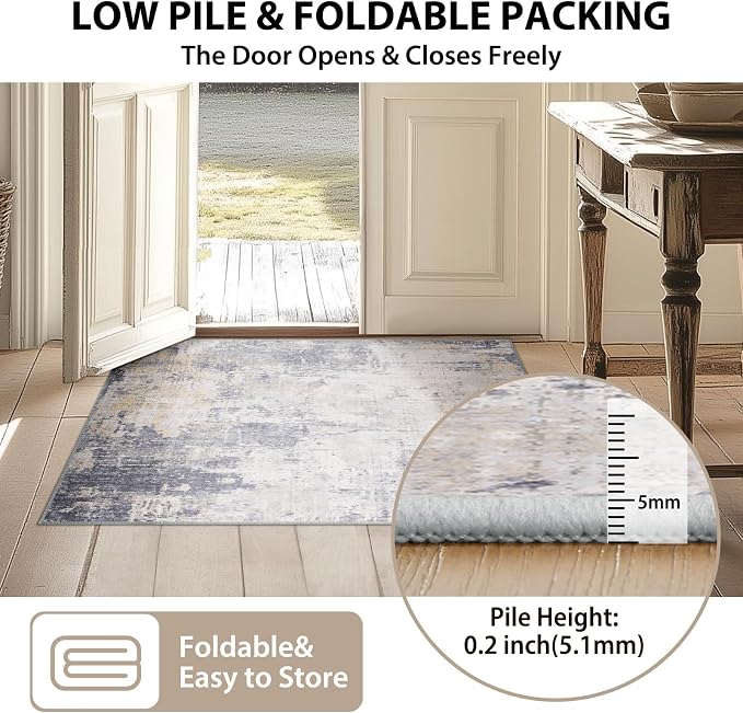 Washable Area Rugs Square 8ft Non-Slip Modern Abstract Soft - Image 4