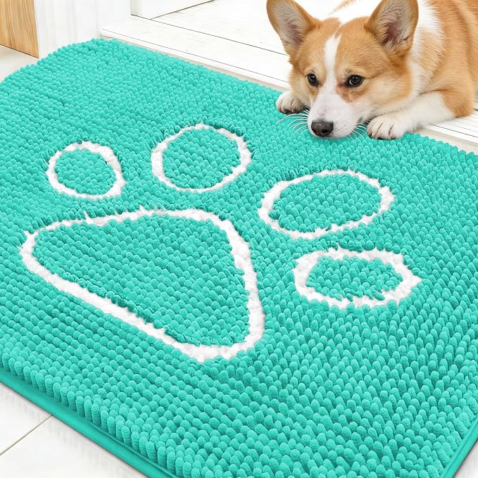 OLANLY Dog Door Mat for Muddy Paws 30x20, Paw Print Design, Absorbs Moisture by OLANLY