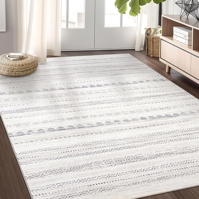Nakagishi Area Rug Living Room Rugs: 4x6 Soft Machine Washable Boho Neutral by NakagishiAreaRug
