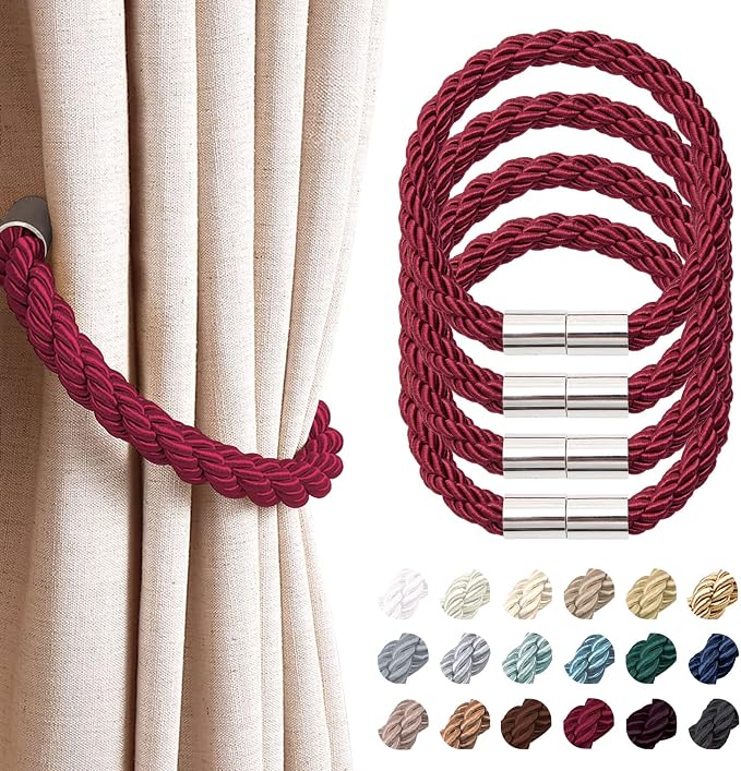 NICEEC 4 Pack Strong Magnetic Curtain Tiebacks Modern Simple Style Drape Tie by NICEEC
