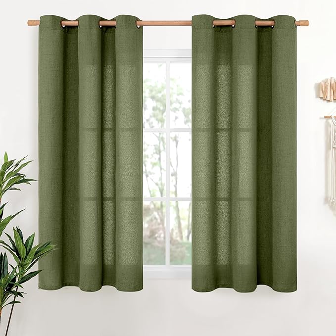 YoungsTex Olive Linen Curtains 54 Inch Length 2 Panels by YoungsTex