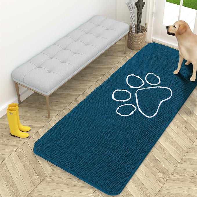 OLANLY Dog Door Mat for Muddy Paws 59x24, Paw Print Design, Absorbs Moisture by OLANLY