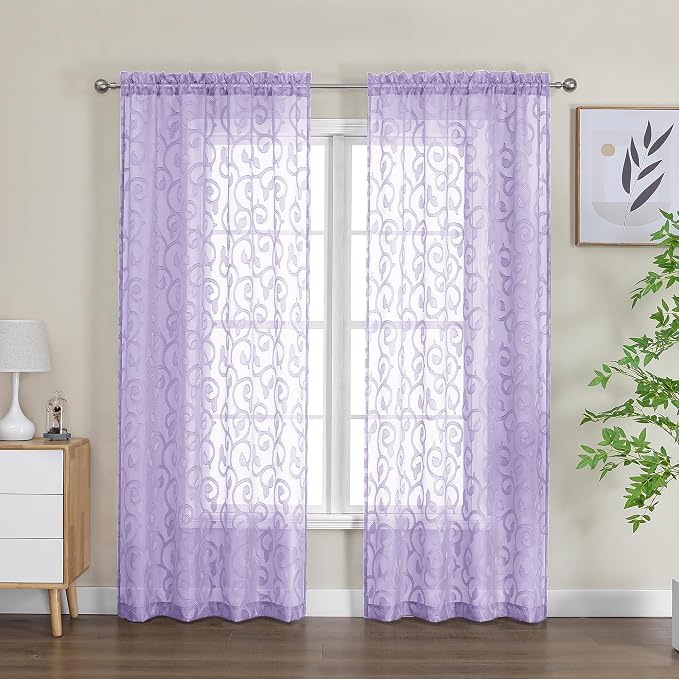 OWENIE Furman Sheer Curtains 72 inches Long - Image 2