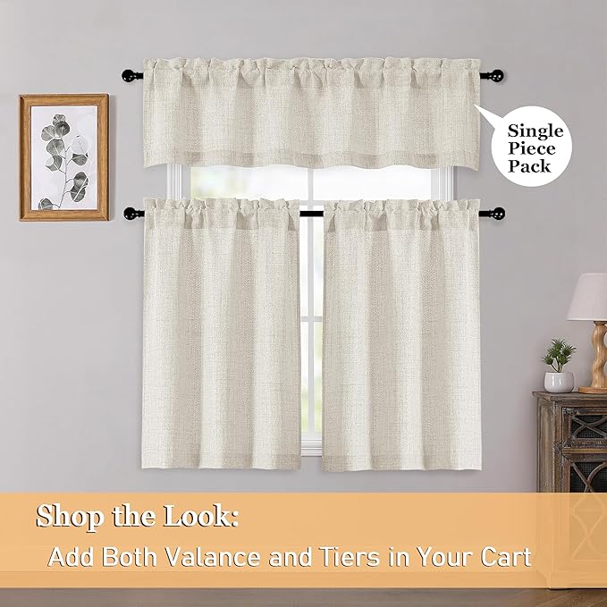 OWENIE Natural Valances for Windows 1 Pcs, Light Filtering Textured Farmhouse - Image 6