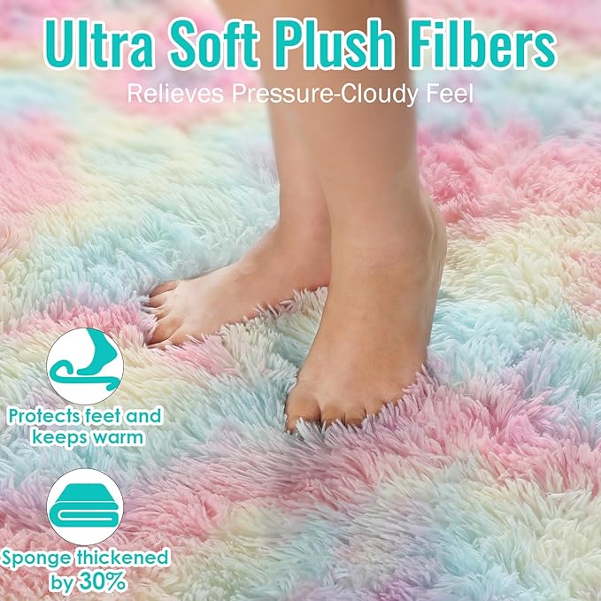 8x10 Rainbow Large Area Rug, Plush Rugs - Image 5