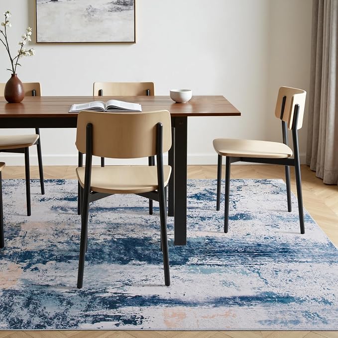 Toneed Abstract Area Rug Modern Washable Rug Soft Non Slip Rug Low Pile - Image 6