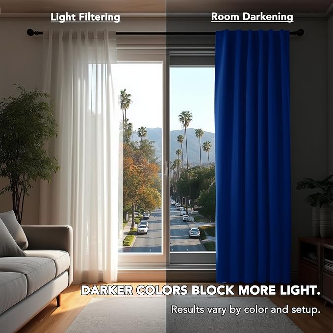 Deconovo Blackout Curtains, Thermal Insulated, W52 x L72 2 Panels, Back Tab - Image 3