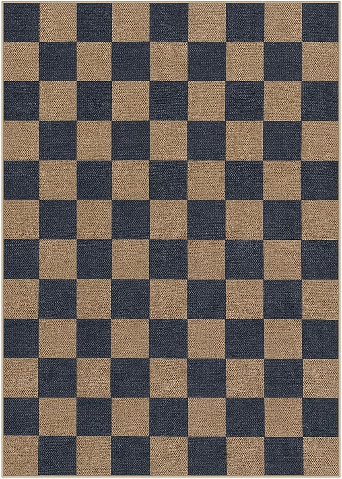 Lahome Colette Checkered Easy Jute Living Room Rugs, 5x7 Dining Room Office Rug - Image 7