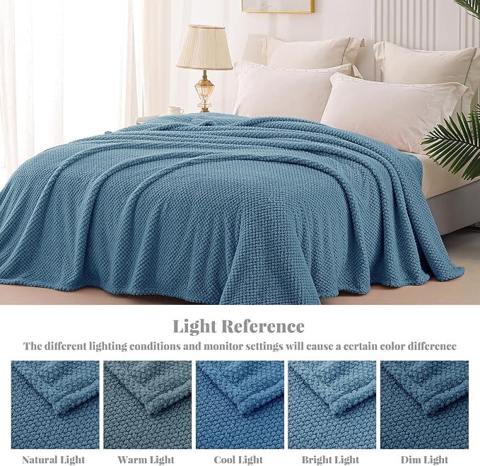Whale Flotilla Twin Size Fuzzy Fleece Blanket, Fluffy Warm Soft Jacquard Bed - Image 9