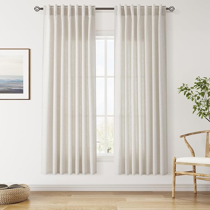 Nanspring Pearl White Linen Curtains by Nanspring