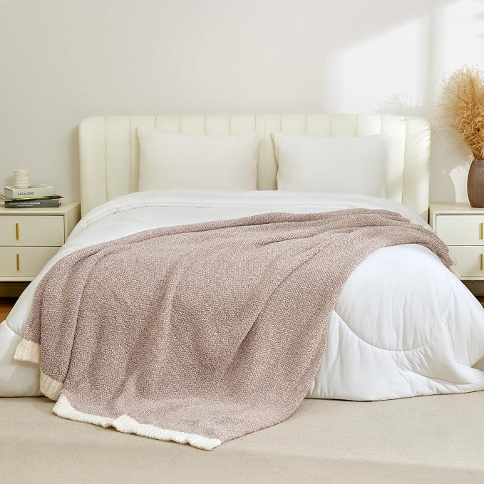 Snuggle Sac Queen Size Bedding Blanket Taupe, Super Soft Warm Microfiber - Image 4