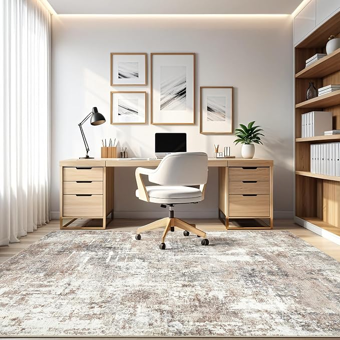 LOONGRUG 6x9 Area Rugs Washable Neutral Modern Living Room Rug Brown | Abstract - Image 8