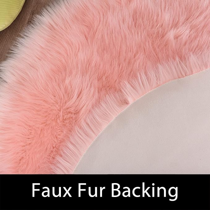 Latepis Fluffy Pink Round Rugs 6ft Circle Rug - Image 3