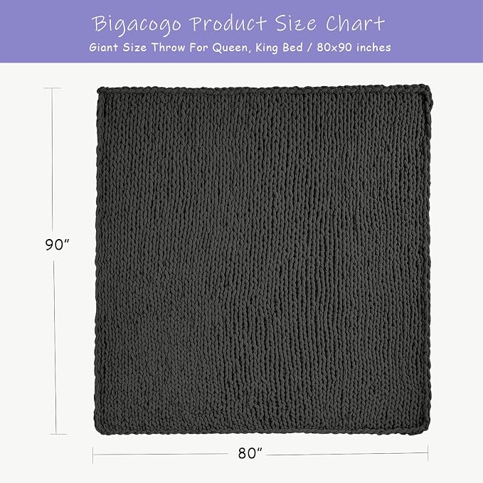 Bigacogo Chunky Knit Throw Blanket - Image 2