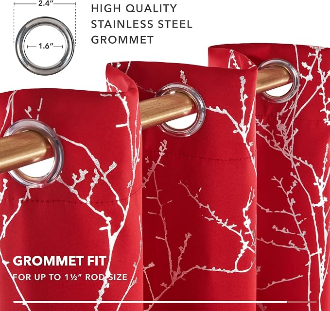 Deconovo Christmas Red Curtains, Soundproof Curtain, 52 x 108 Inch Long - Image 8