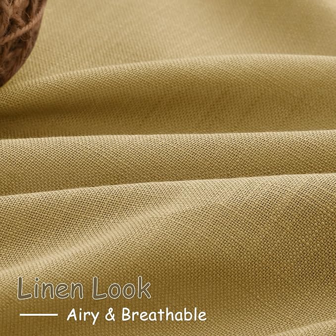 Extra Long Gold Linen Curtains 120 Inch - Image 5