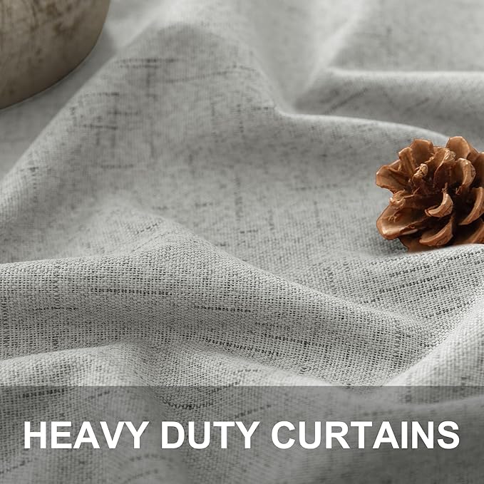 Pitalk 54 Inch Curtains 2 Panel Set 100% Blackout Linen Textured Room Darkening - Image 2