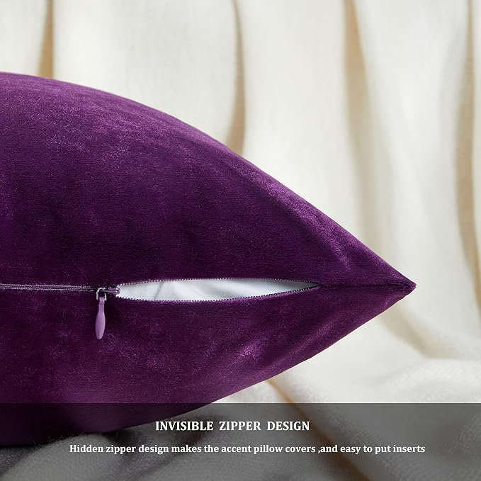 GIGIZAZA Purple Decorative Velvet Decorative 18x18 Throw Pillow Covers - Image 5